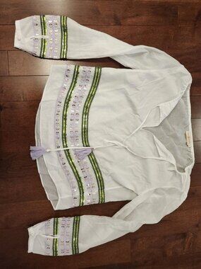 Tory Burch women's cotton white long sleeve blouse in size 0